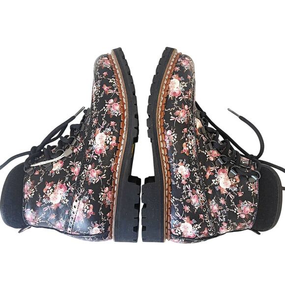 TABITHA SIMMONS Bexley Floral Print Leather Combat Boots Size 7.5 - Picture 11 of 14